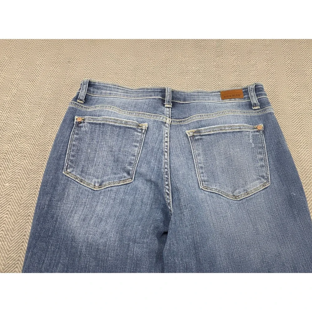 Judy Blue Distressed Ripped Relaxed Fit Jeans Women Size 7 28 Blue‎ Denim
